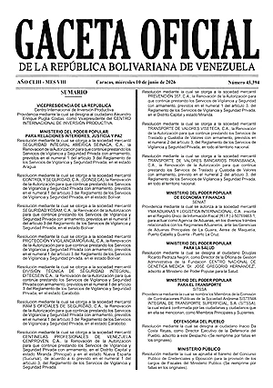 Gaceta Oficial #43394 10/06/2026 1 Gaceta Oficial
