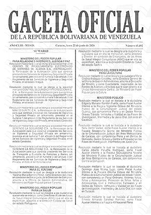 Gaceta Oficial #43402 22/06/2026 1 Gaceta Oficial