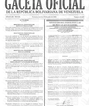 Gaceta Oficial #43403 23/06/2026 3 Gaceta Oficial
