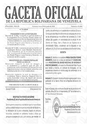 Gaceta Oficial #43404 29/06/2026 1 Gaceta Oficial
