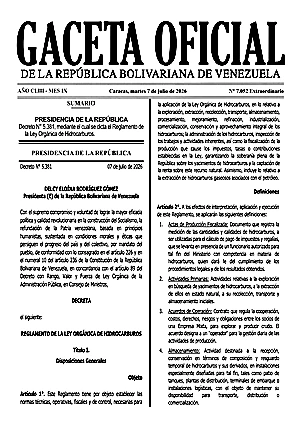Gaceta Oficial Extraordinaria #7052 07/07/2026 1 Gaceta Oficial Extraordinaria