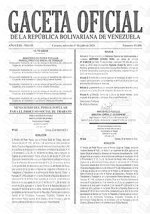 Gaceta Oficial #43406 01/07/2026 1 Gaceta Oficial