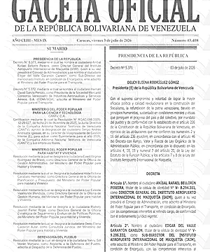 Gaceta Oficial #43408 03/07/2026 1 Gaceta Oficial