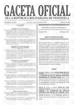 Gaceta Oficial #43408 03/07/2026 1 Gaceta Oficial