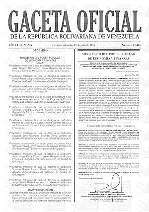 Gaceta Oficial #43416 15/07/2026 1 Gaceta Oficial