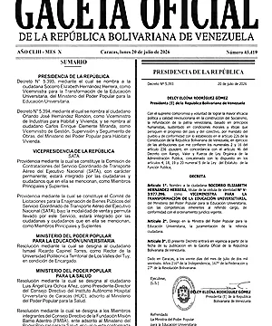 Gaceta Oficial #43419 20/07/2026 2 Gaceta Oficial
