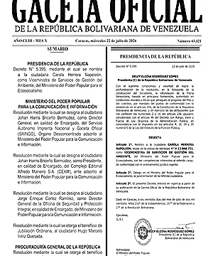 Gaceta Oficial #43421 22/07/2026 1 Gaceta Oficial