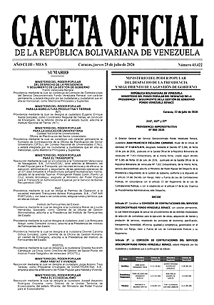 Gaceta Oficial #43422 23/07/2026 1 Gaceta Oficial