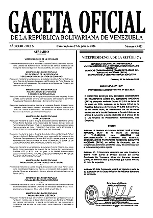Gaceta Oficial #43423 27/07/2026 1 Gaceta Oficial