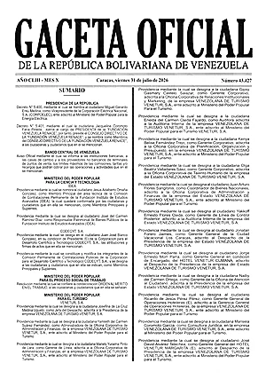 Gaceta Oficial #43427 31/07/2026 1 Gaceta Oficial