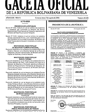 Gaceta Oficial #43428 03/08/2026 3 Gaceta Oficial