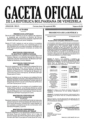 Gaceta Oficial #43428 03/08/2026 1 Gaceta Oficial