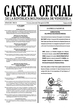 Gaceta Oficial #43430 05/08/2026 1 Gaceta Oficial