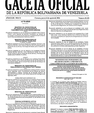 Gaceta Oficial #43431 06/08/2026 3 Gaceta Oficial