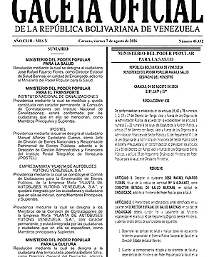 Gaceta Oficial #43432 07/08/2026 1 Gaceta Oficial