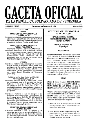 Gaceta Oficial #43432 07/08/2026 1 Gaceta Oficial