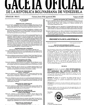 Gaceta Oficial #43433 10/08/2026 1 Gaceta Oficial