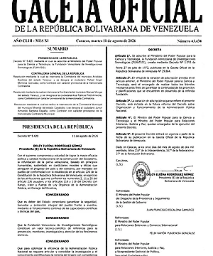 Gaceta Oficial #43434 11/08/2026 3 Gaceta Oficial
