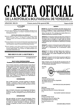 Gaceta Oficial #43434 11/08/2026 1 Gaceta Oficial