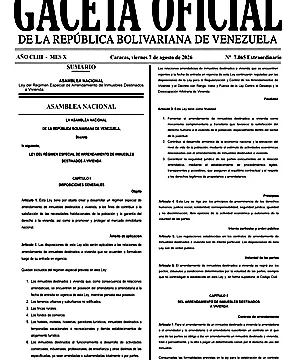 Gaceta Ley de Arrendamiento de Vivienda 2026 GO Extraordinaria #7065 07/08/2026 1 Gaceta Oficial Extraordinaria