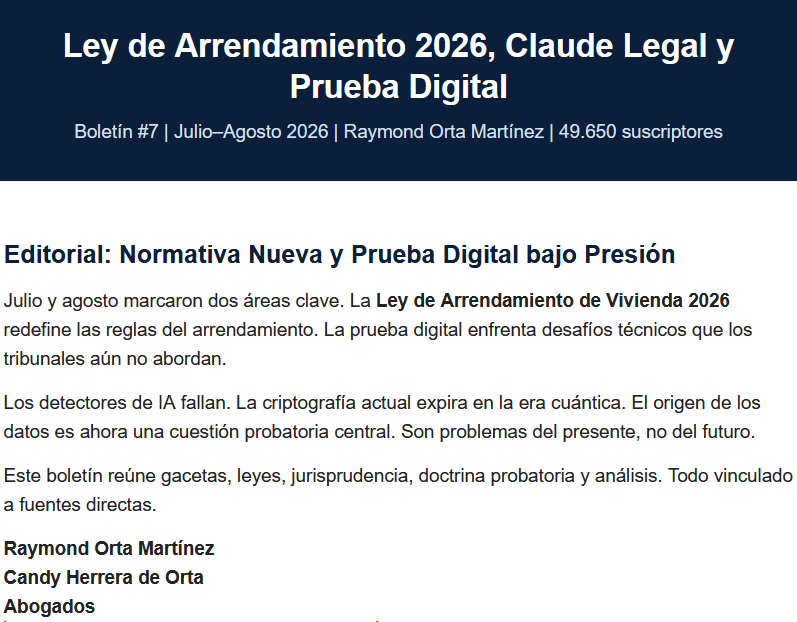 Boletín #7 - Ley de Arrendamiento 2026, Claude Legal y Prueba Digital 1 Boletín #7 - Ley de Arrendamiento 2026, Claude Legal y Prueba Digital