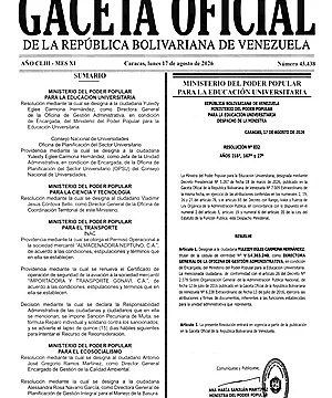 Gaceta Oficial #43438 17/08/2026 1 Gaceta Oficial