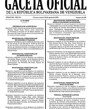 Gaceta Oficial #43439 18/08/2026 3 Gaceta Oficial