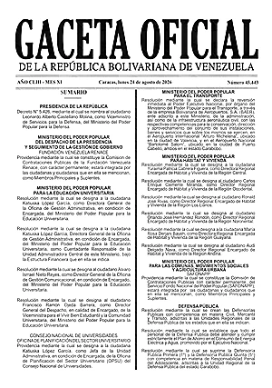 Gaceta Oficial #43443 24/08/2026 1 Gaceta Oficial