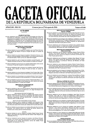 Gaceta Oficial #43446 27/08/2026 1 Gaceta Oficial