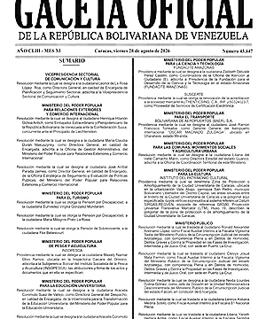 Gaceta Oficial #43447 28/08/2026 3 Gaceta Oficial