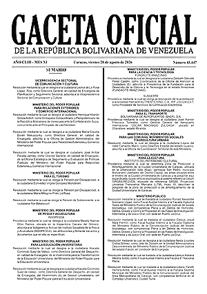 Gaceta Oficial #43447 28/08/2026 1 Gaceta Oficial