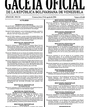 Gaceta Oficial #43448 31/08/2026 1 Gaceta Oficial