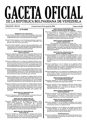 Gaceta Oficial #43448 31/08/2026 1 Gaceta Oficial