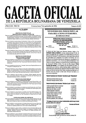 Gaceta Oficial #43453 07/09/2026 1 Gaceta Oficial