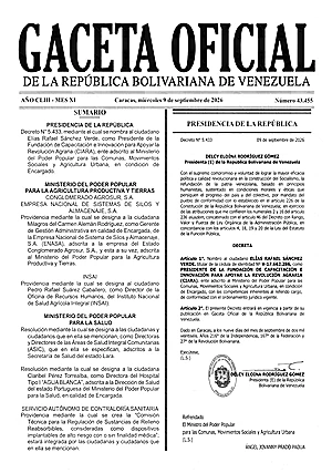 Gaceta Oficial #43455 09/09/2026 1 Gaceta Oficial