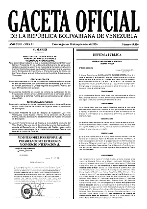 Gaceta Oficial #43456 10/09/2026 1 Gaceta Oficial