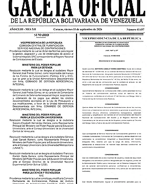 Gaceta Oficial #43457 11/09/2026 3 Gaceta Oficial