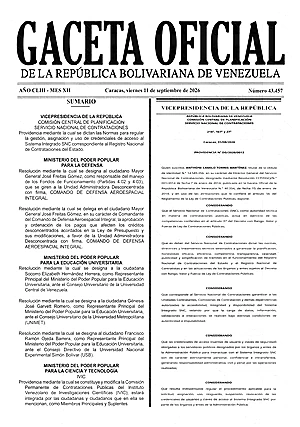 Gaceta Oficial #43457 11/09/2026 1 Gaceta Oficial