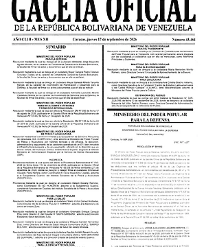 Gaceta Oficial #43461 17/09/2026 3 Gaceta Oficial