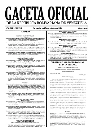 Gaceta Oficial #43461 17/09/2026 1 Gaceta Oficial