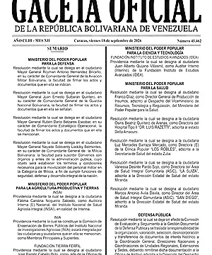 Gaceta Oficial #43462 18/09/2026 2 Gaceta Oficial
