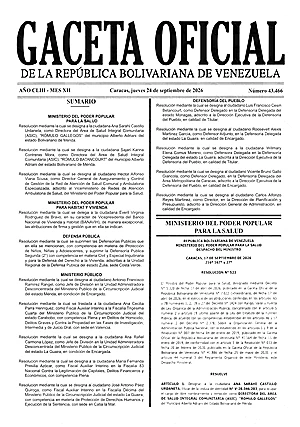 Gaceta Oficial #43466 24/09/2026 1 Gaceta Oficial