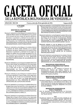 Gaceta Oficial #43470 30/09/2026 1 Gaceta Oficial