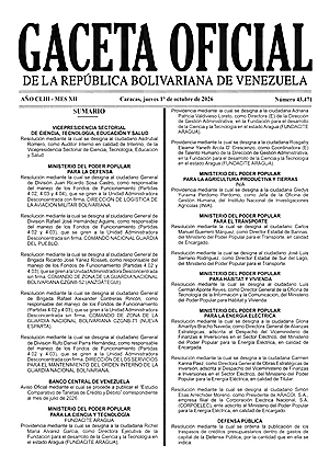 Gaceta Oficial #43471 01/10/2026 1 Gaceta Oficial