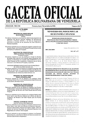 Gaceta Oficial #43473 05/10/2026 1 Gaceta Oficial