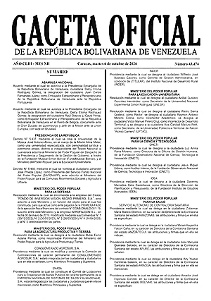 Gaceta Oficial #43474 06/10/2026 1 Gaceta Oficial