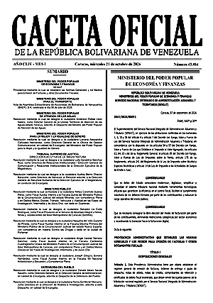 Gaceta Oficial #43484 21/10/2026 1 Gaceta Oficial