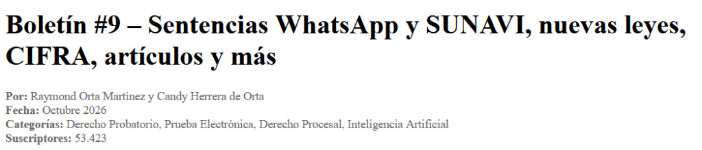 Boletín #9 – Sentencias WhatsApp y SUNAVI, nuevas leyes, CIFRA, artículos y más 1 Boletín #9 – Sentencias WhatsApp y SUNAVI, nuevas leyes, CIFRA, artículos y más