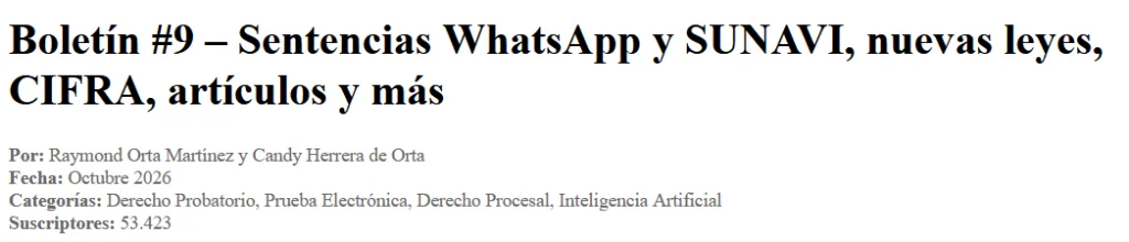 Boletín #9 – Sentencias WhatsApp y SUNAVI, nuevas leyes, CIFRA, artículos y más 1 Boletín #9 – Sentencias WhatsApp y SUNAVI, nuevas leyes, CIFRA, artículos y más
